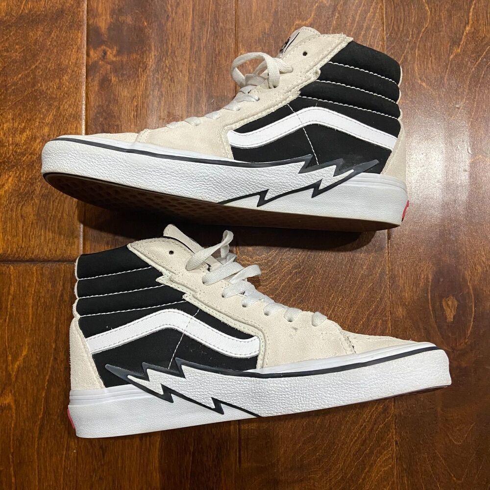Vans Sk8-Hi Bolt Antique White and Black Skate Shoes 721454 Men's Size 6 Wms 7.5 - Picture 2 of 9